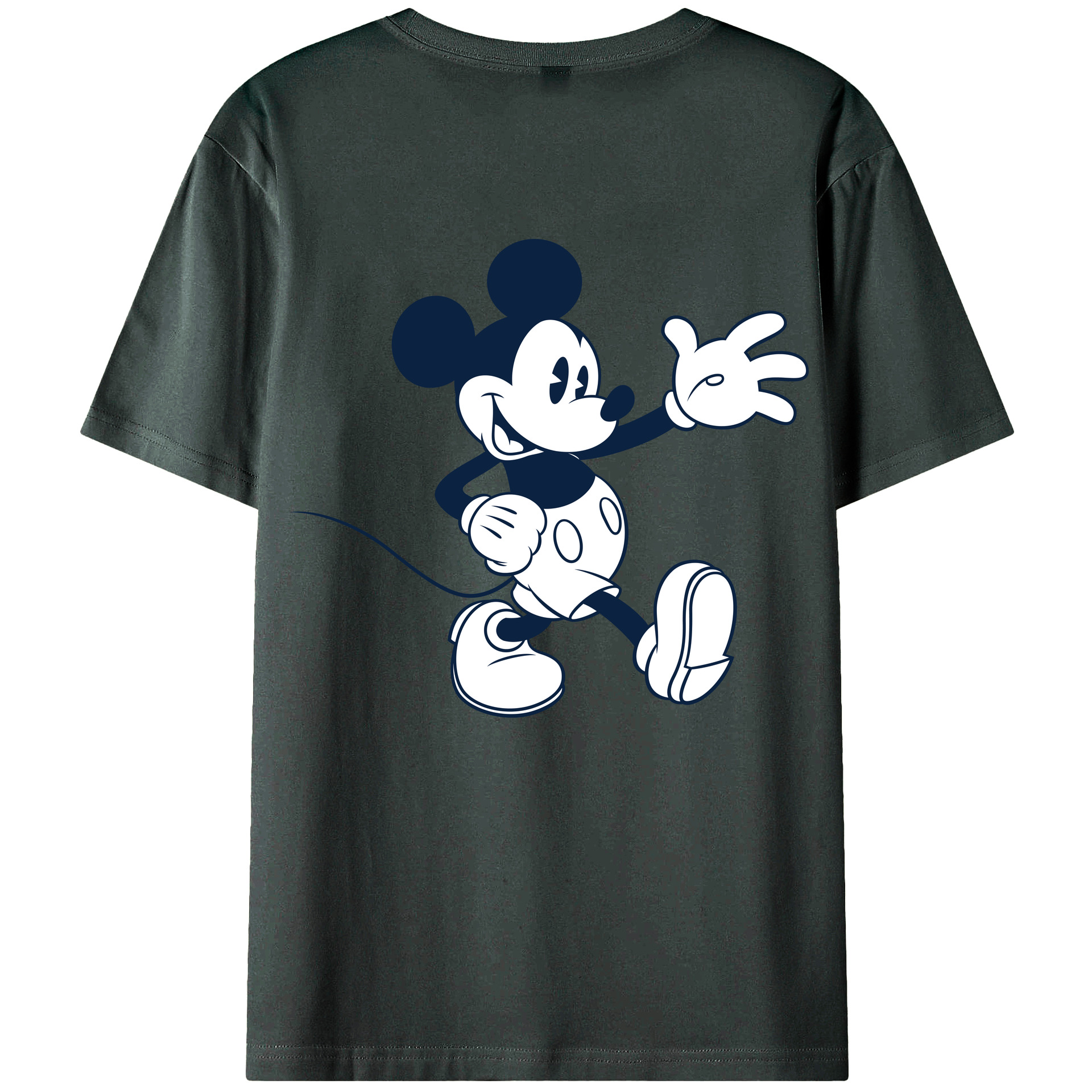 ミッキーマウス Mickey Mouse 綿100％ メンズ半袖Tシャツ（バックプリント） 通気性